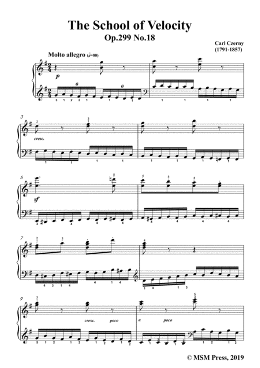 Czerny-The School of Velocity,Op.299 No.18,Molto allegro in G Major,for Piano Piano Solo scores gallery preview page 3