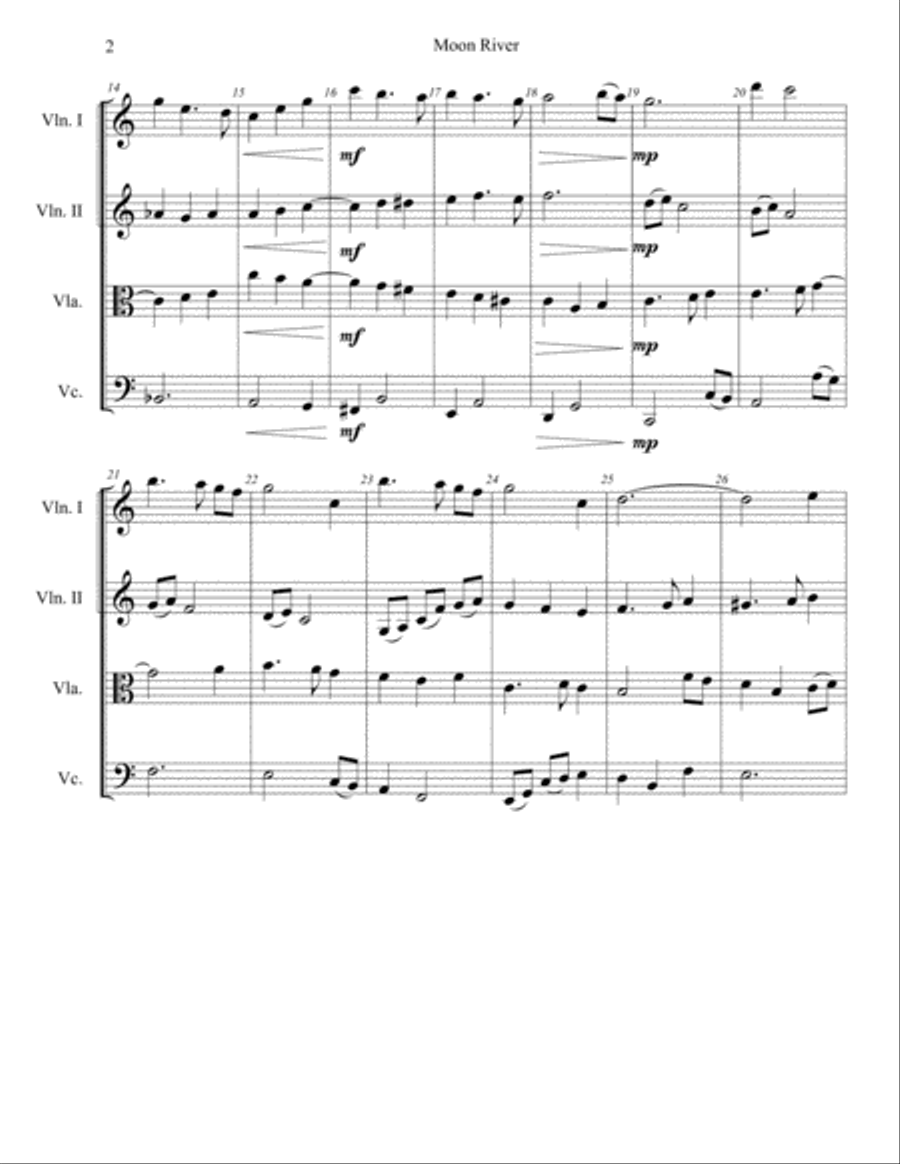 Moon River String Quartet scores gallery preview page 2