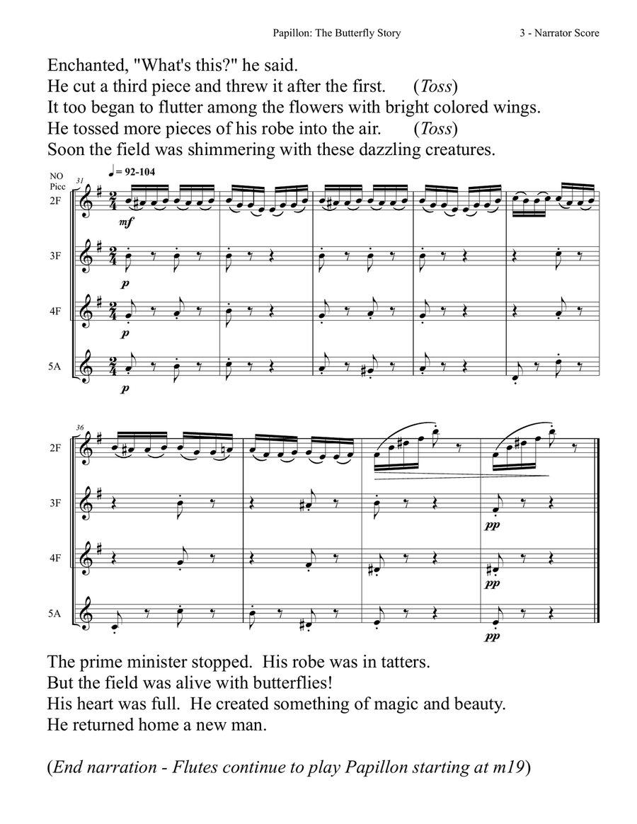 Papillon: The Butterfly Story Woodwind Quintet scores gallery preview page 5