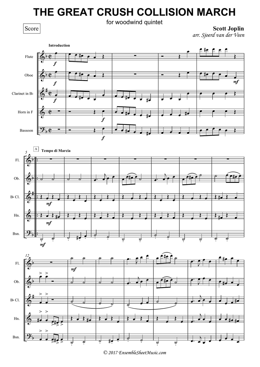 The Great Crush Collission March Woodwind Quintet scores gallery preview page 1