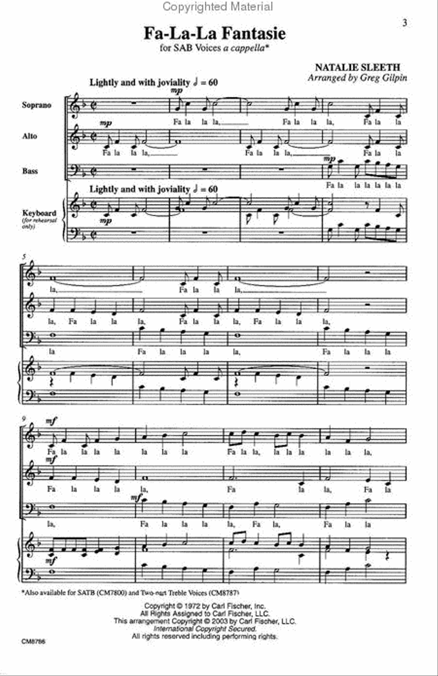 Fa-La-La Fantasie Fa-La-La Fantasie 3-Part scores gallery preview page 2