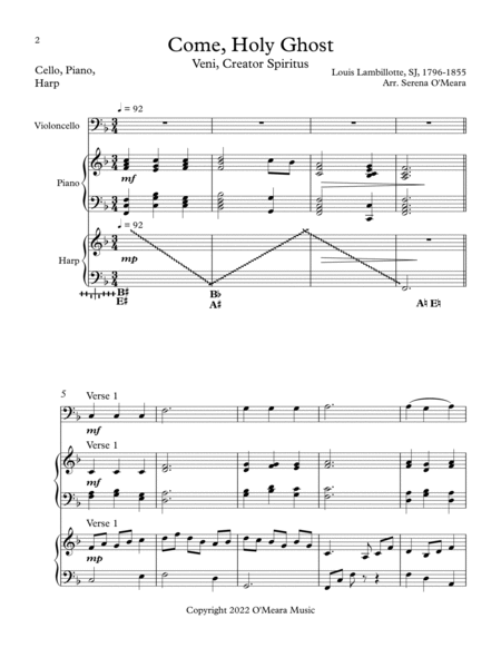 Come, Holy Ghost, Trio for Cello, Harp, Piano image number null