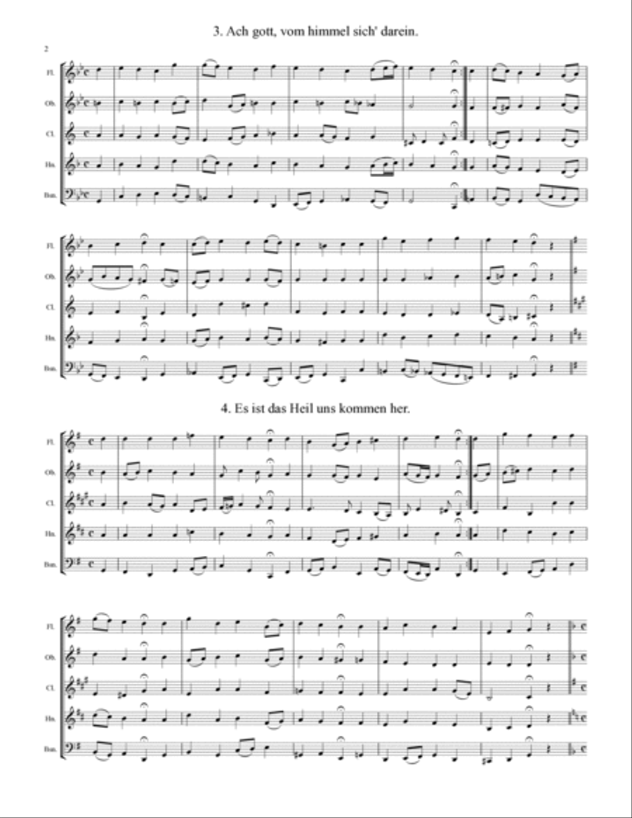 Bach Four-Part Chorales - 36 in Set (for Woodwind Quintet) image number null