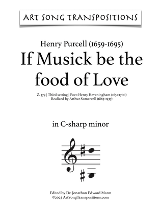 Book cover for PURCELL: If Musick be the food of Love, Z. 379 (third setting, transposed to C-sharp minor)
