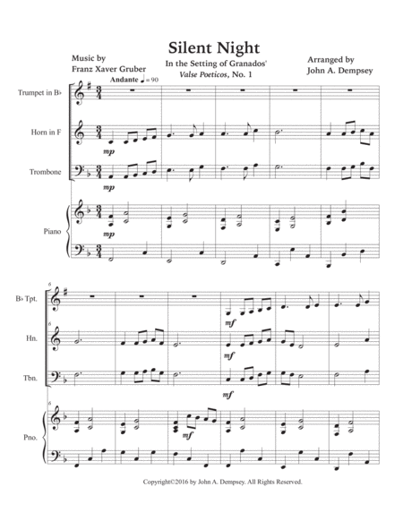 Silent Night (Quartet for Trumpet, Horn in F, Trombone & Piano) image number null