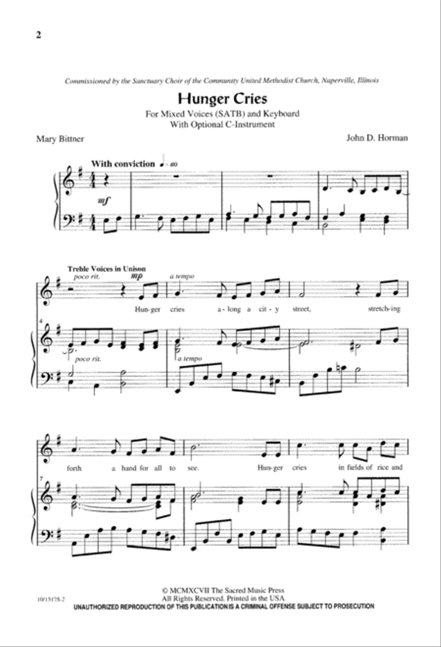 Hunger Cries Hunger Cries 4-Part scores gallery preview page 2