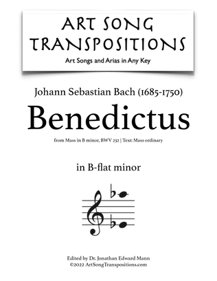 Book cover for BACH: Benedictus, BWV 232 (transposed to B-flat minor)