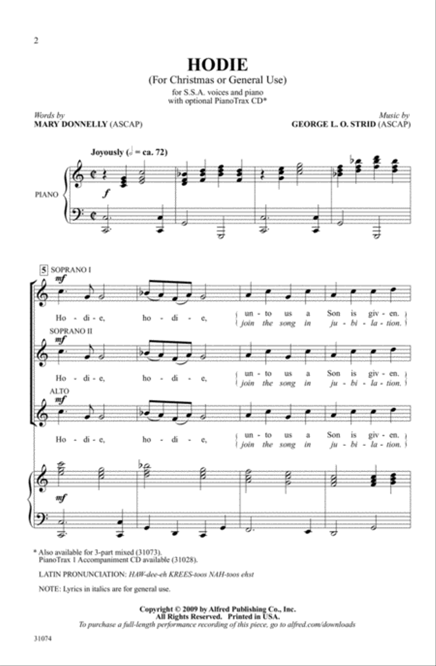 Hodie SSA scores gallery preview page 1