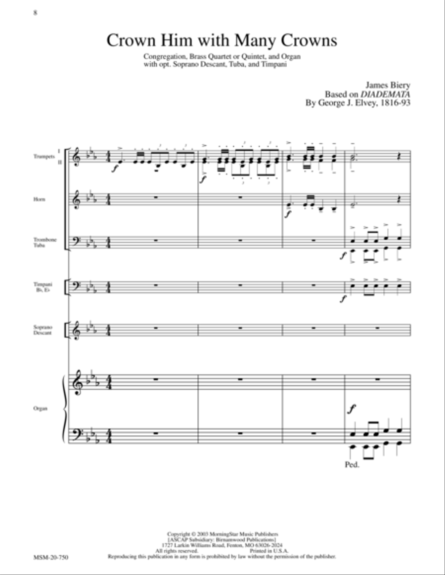 Crown Him with Many Crowns (Diademata) Choir scores gallery preview page 1