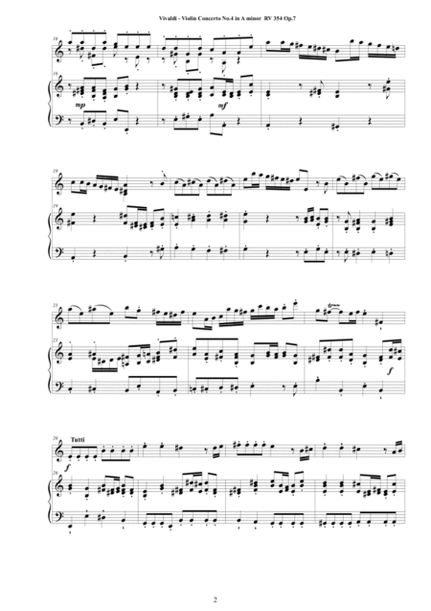 Vivaldi - Violin Concerto No.4 in A minor RV 354 Op.7 for Violin and Cembalo (or Piano) image number null