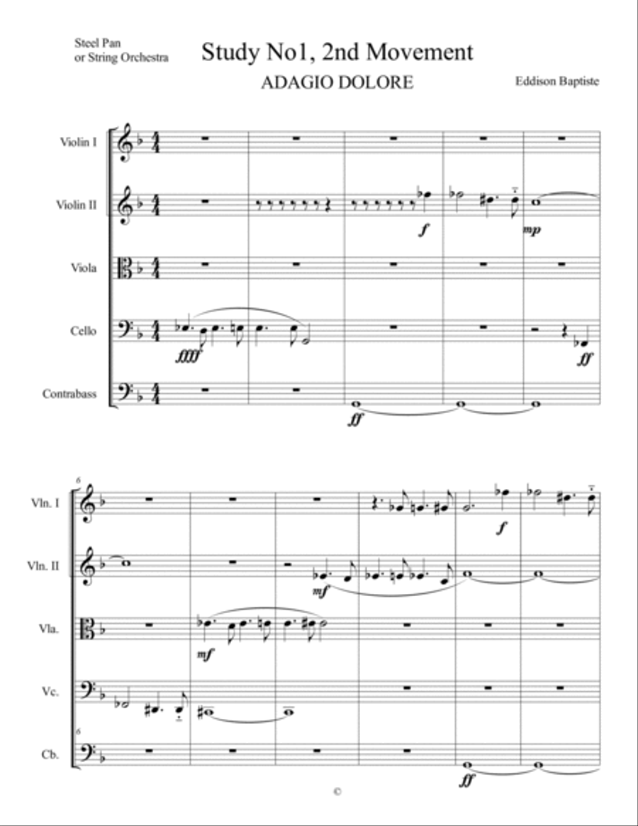 Study No1, 2nd Movement ADAGIO DOLORE String Orchestra scores gallery preview page 2