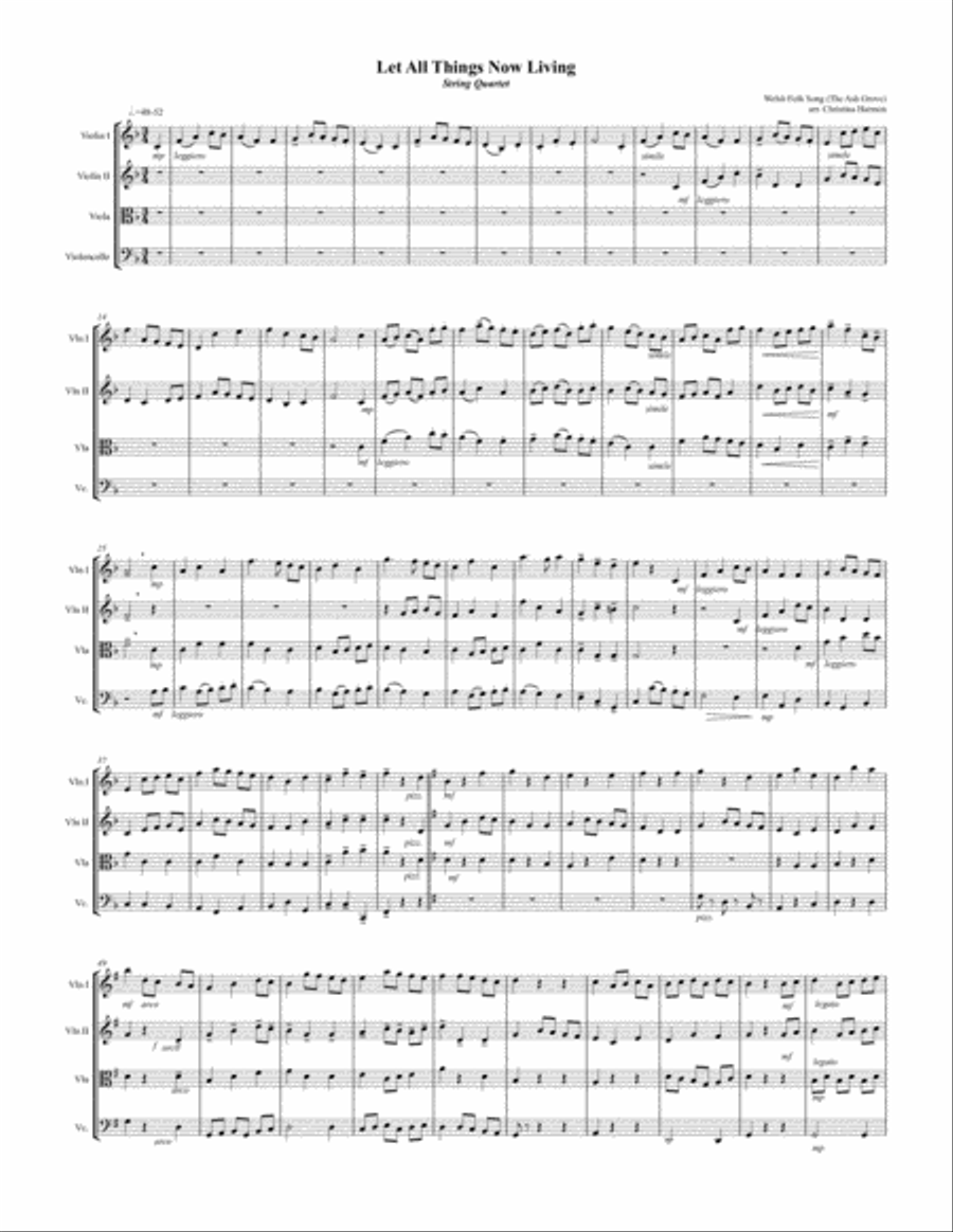 Let All Things Now Living – String Quartet String Quartet scores gallery preview page 2