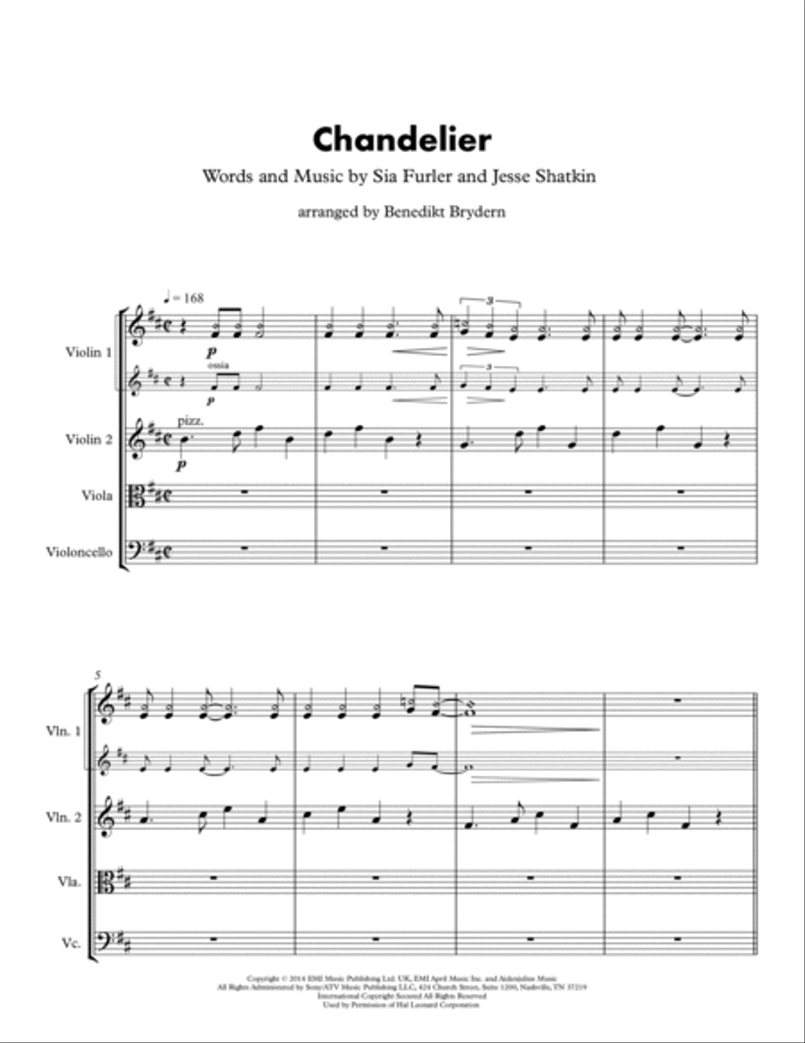 Chandelier String Quartet scores gallery preview page 2