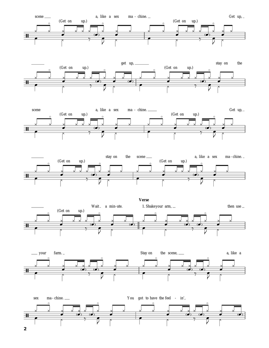 Get Up (I Feel Like Being A Sex Machine) Drum Set scores gallery preview page 2
