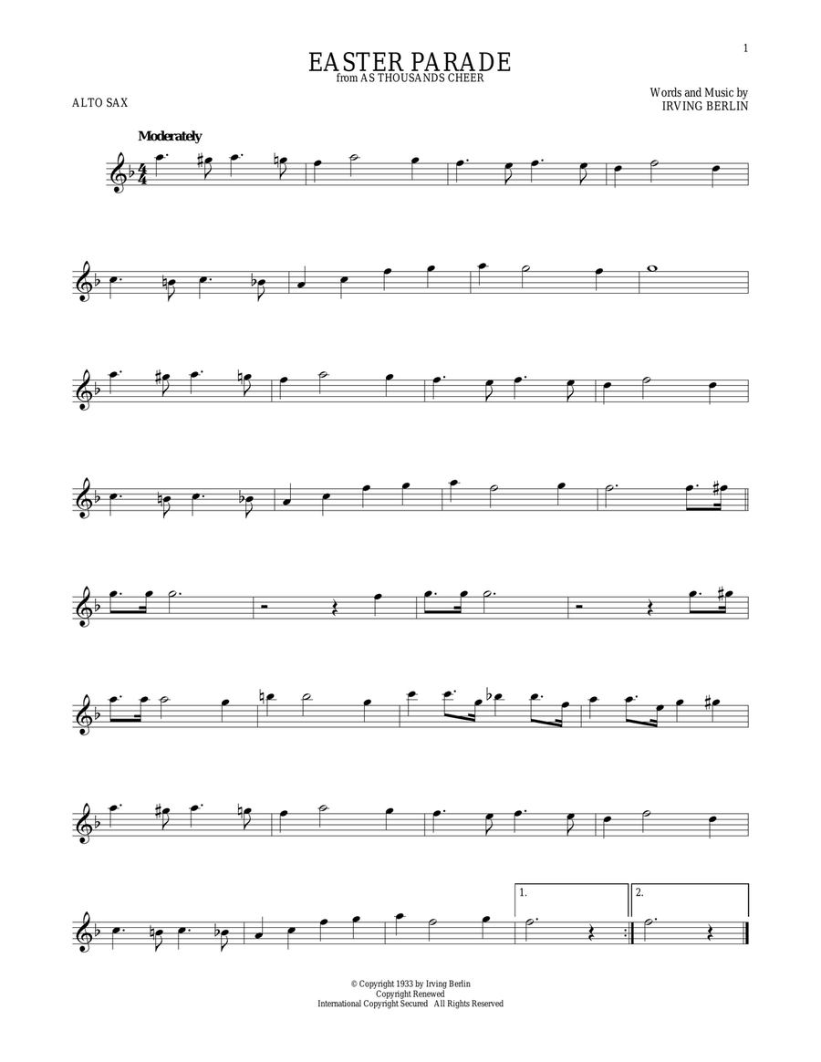 Easter Parade Alto Saxophone scores gallery preview page 1