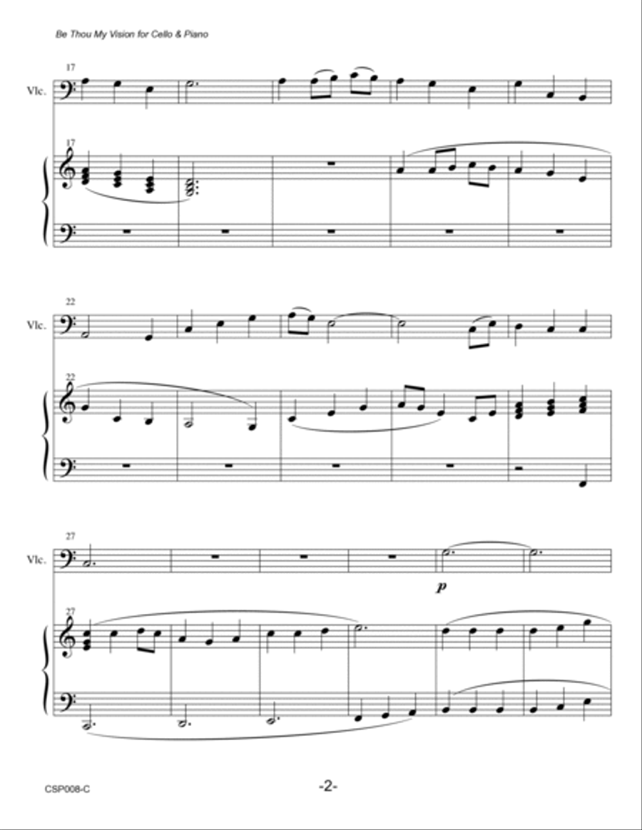 BE THOU MY VISION - CELLO SOLO with Piano Accompaniment (Grade 2) Piano scores gallery preview page 2
