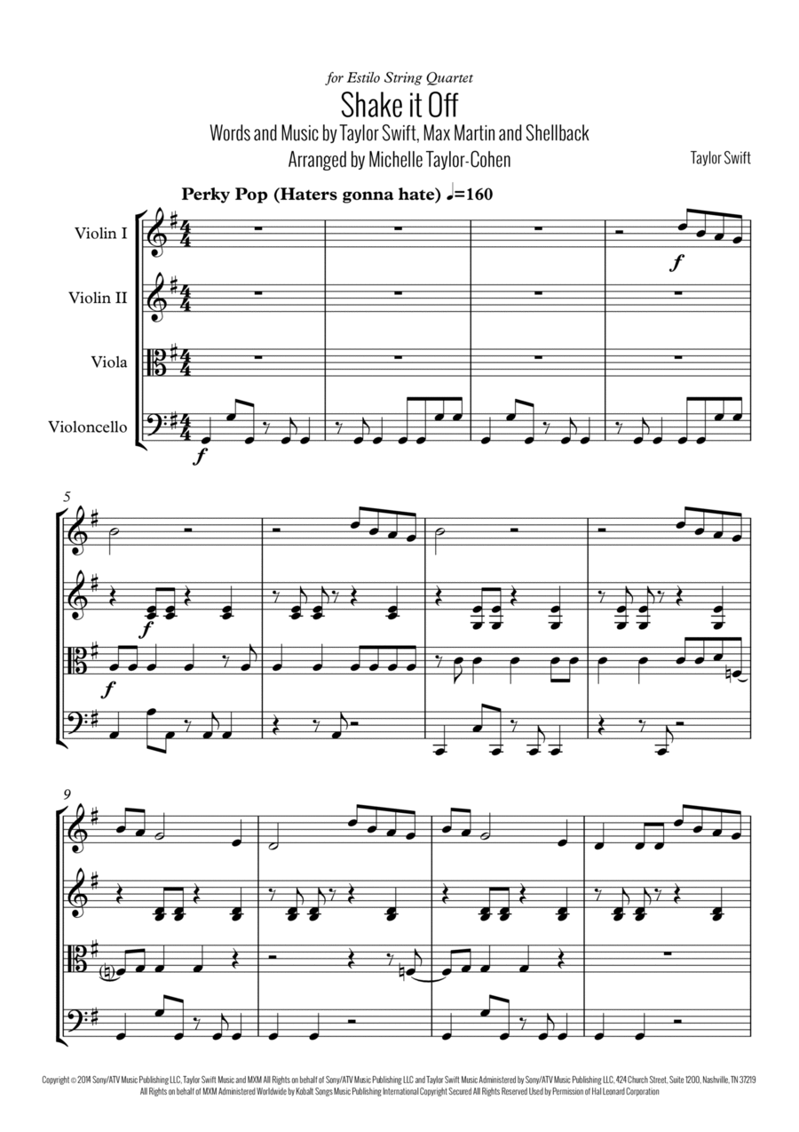 Shake It Off String Quartet scores gallery preview page 1