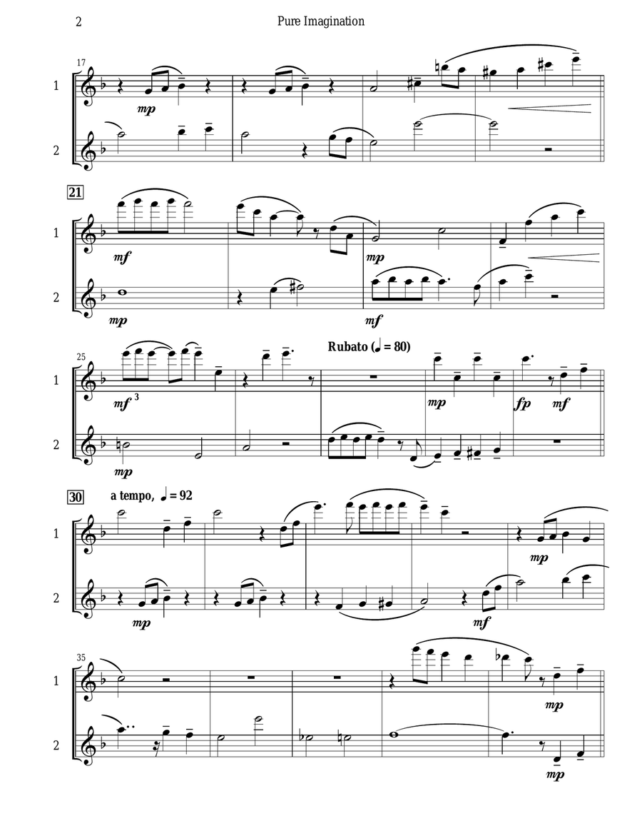 Pure Imagination Flute Duet scores gallery preview page 3