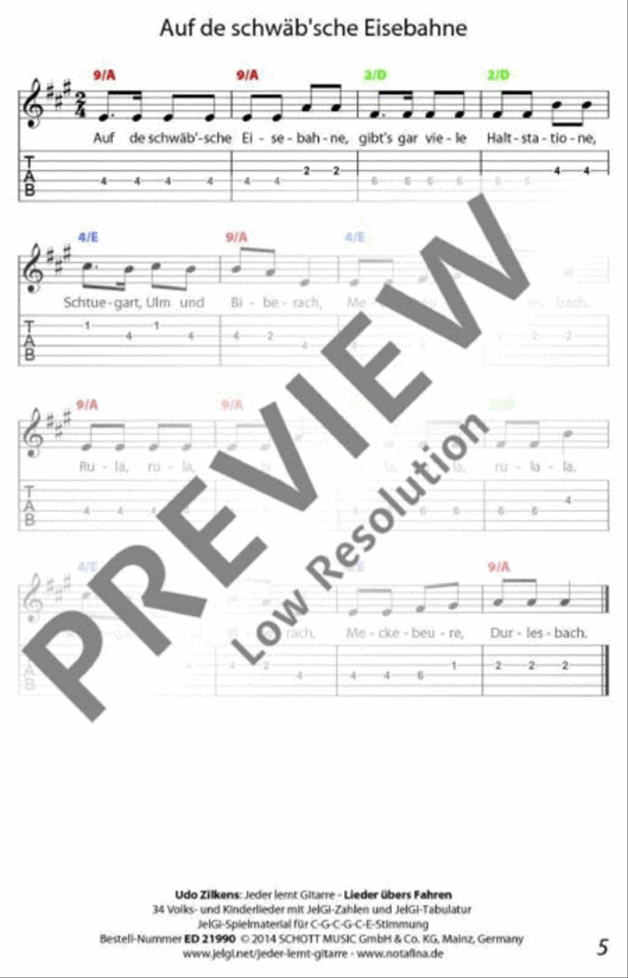 Jeder lernt Gitarre - Lieder übers Fahren Classical Guitar scores gallery preview page 6