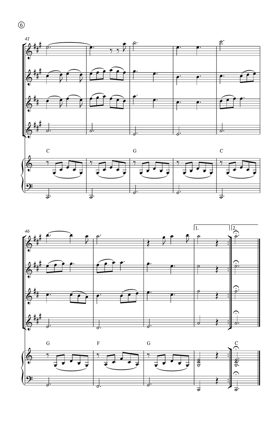 Oh Holy night Saxophone Quartet scores gallery preview page 6