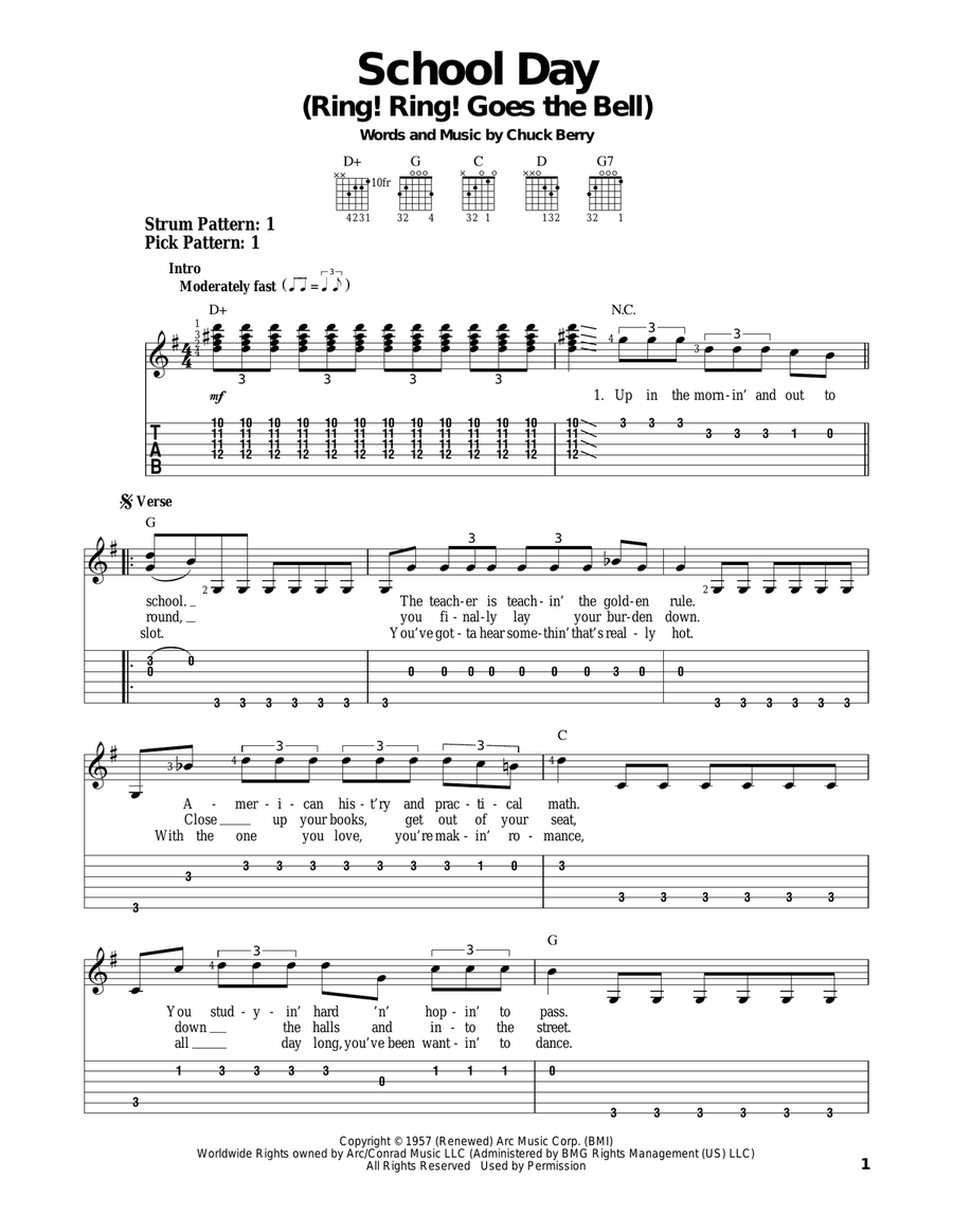 School Day (Ring! Ring! Goes The Bell) Acoustic Guitar scores gallery preview page 1