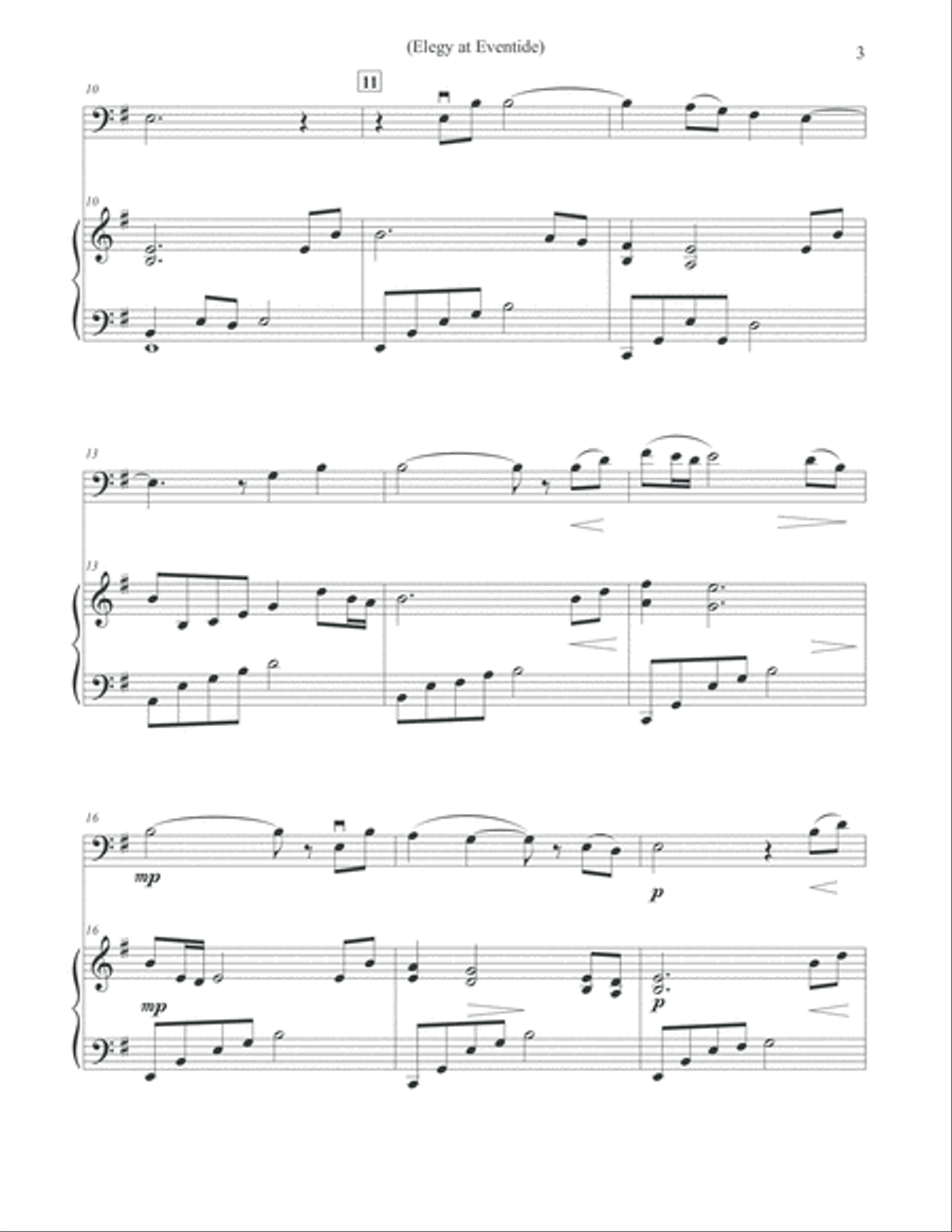 Elegy at Eventide - Cello and Piano Piano scores gallery preview page 3