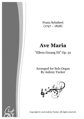 Book cover for Organ: Ave Maria (’Ellens Gang III’ Op. 52) - Franz Schubert