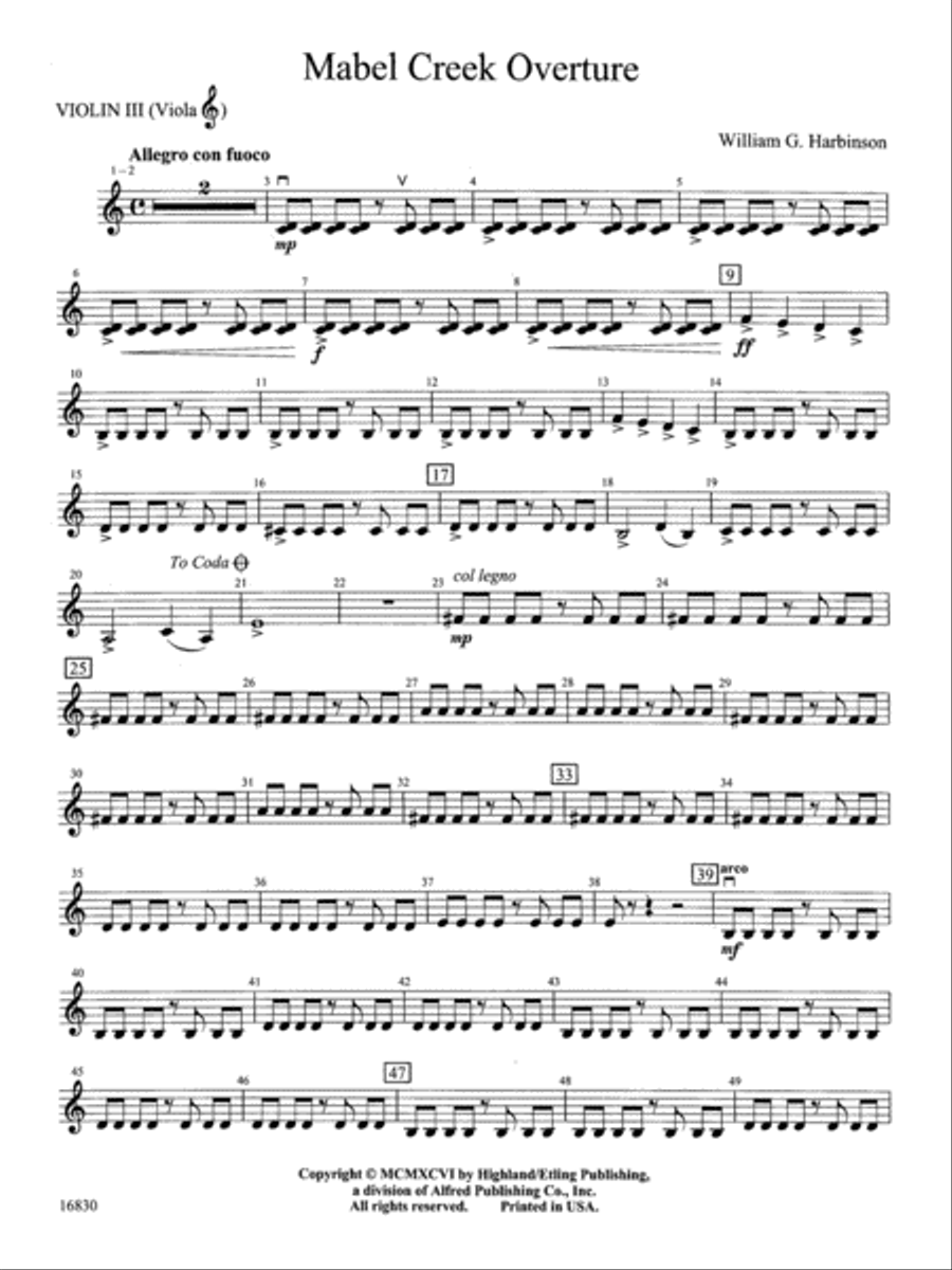 Mabel Creek Overture: 3rd Violin (Viola [TC]) String Orchestra scores gallery preview page 1