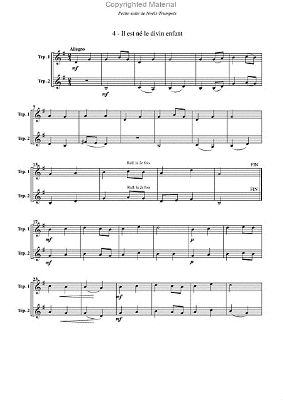 Petite suite de noëls, pour trompette Trumpet scores gallery preview page 5