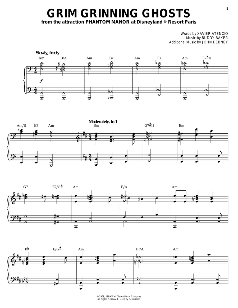 Grim Grinning Ghosts Piano Solo scores gallery preview page 1