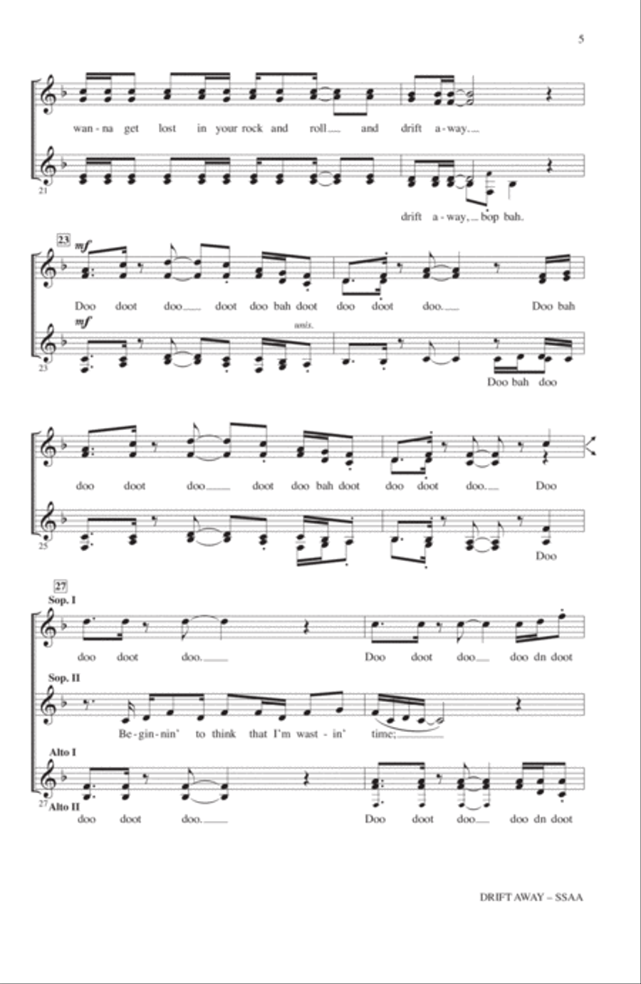 Drift Away Drift Away SSA scores gallery preview page 4