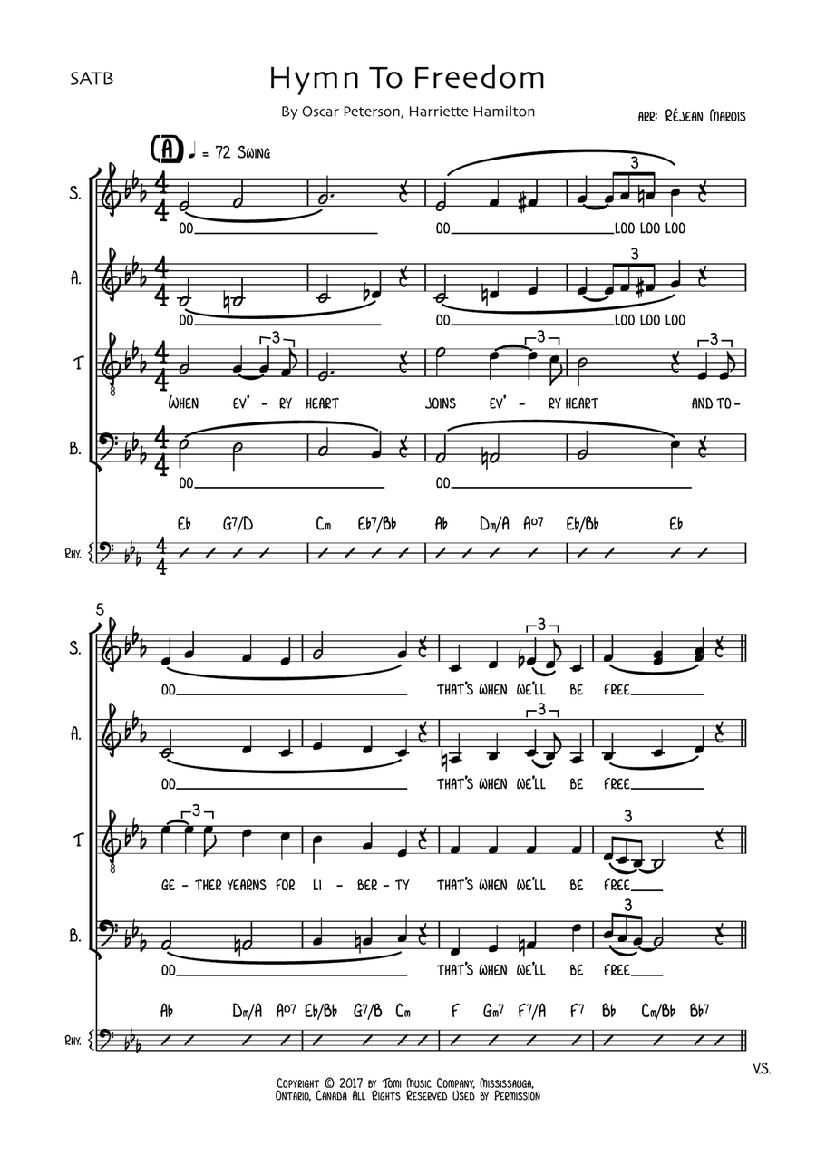 Hymn To Freedom 4-Part scores gallery preview page 1