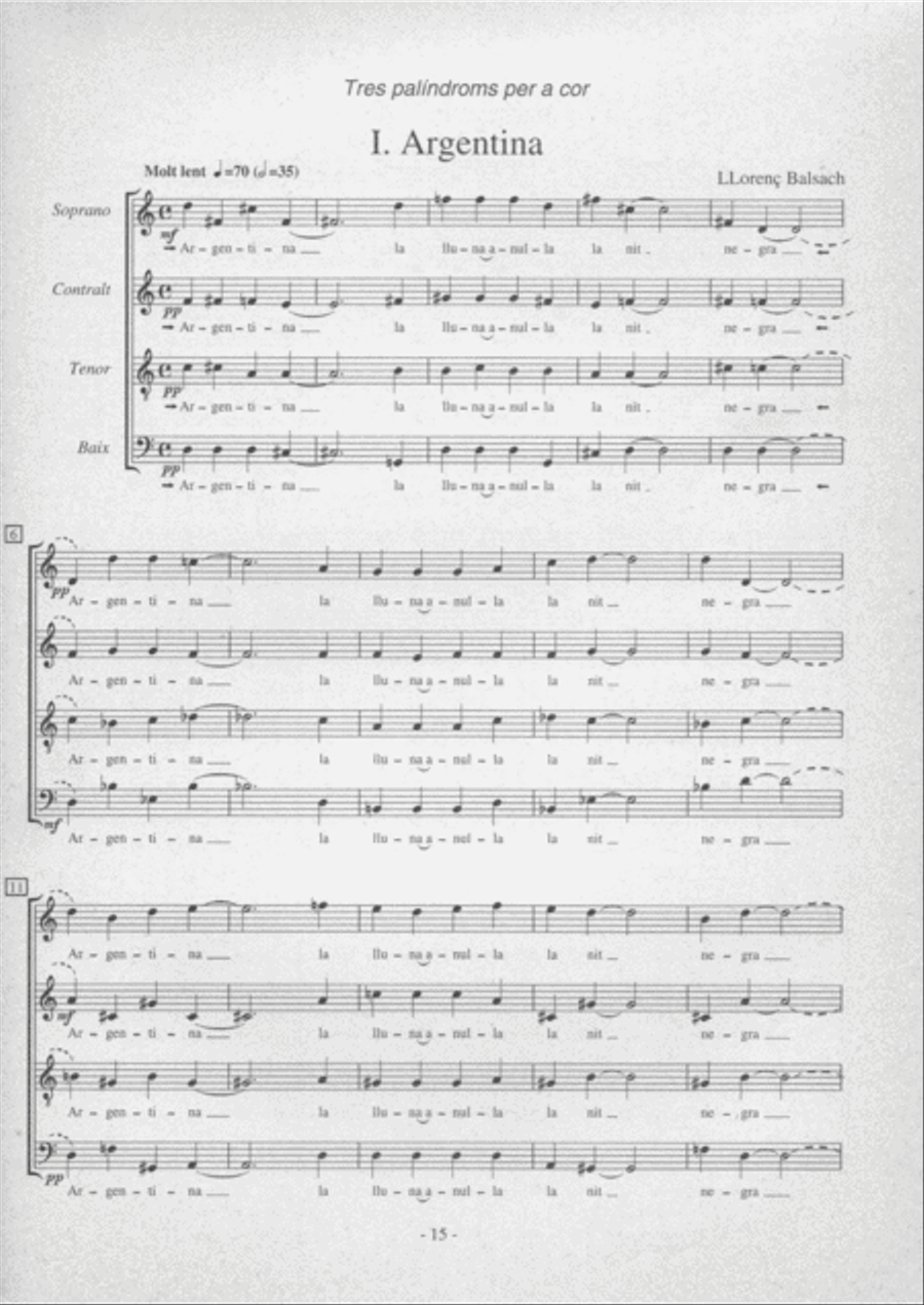 Tres palíndroms per a cor 4-Part scores gallery preview page 1