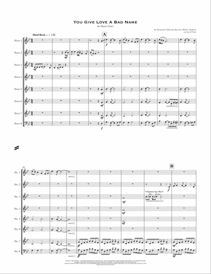 You Give Love A Bad Name Horn scores gallery preview page 2