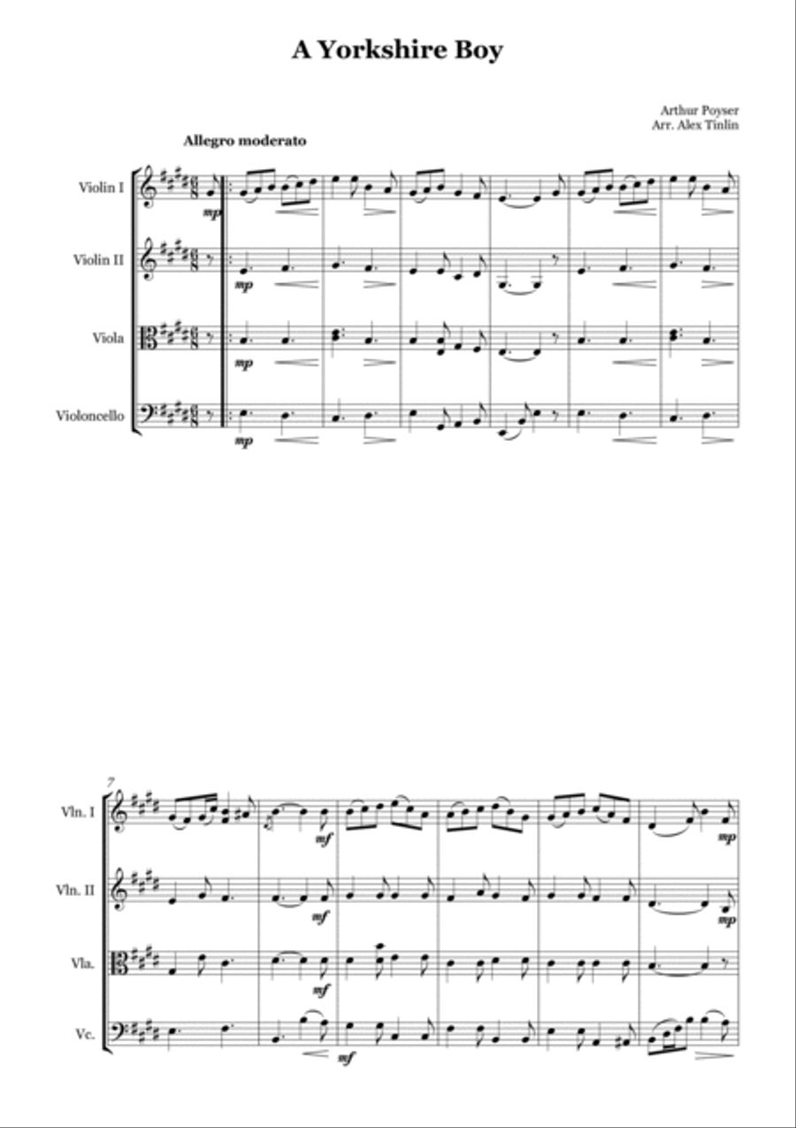 A Yorkshire Boy String Quartet scores gallery preview page 2