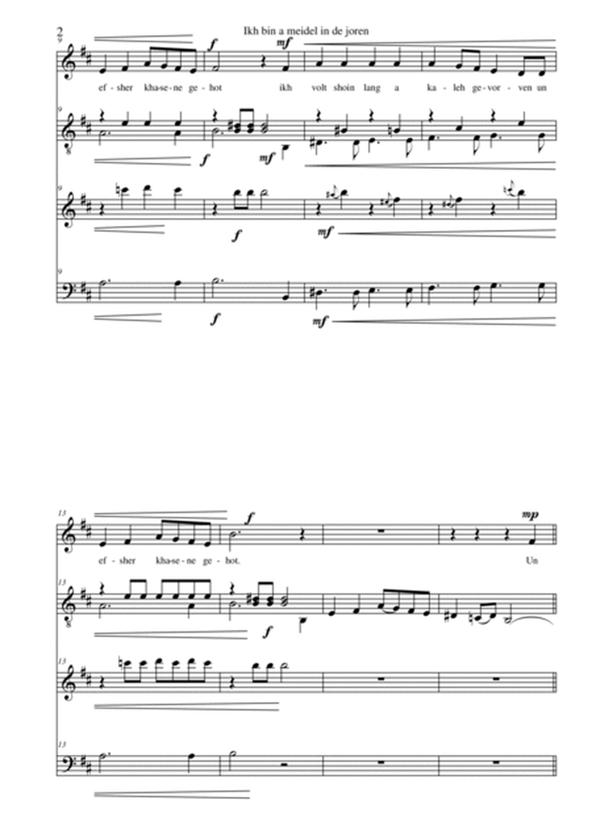 Ikh bin e meidel in de joren for mezzo soprano, flute, cello and guitar image number null