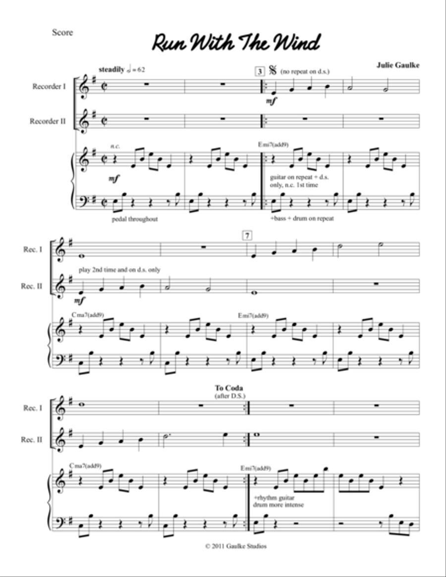 Run With The Wind Woodwind Duet scores gallery preview page 1