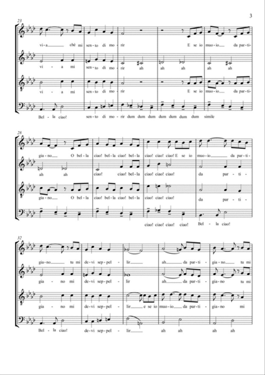 Bella Ciao! Bella Ciao! 4-Part scores gallery preview page 3
