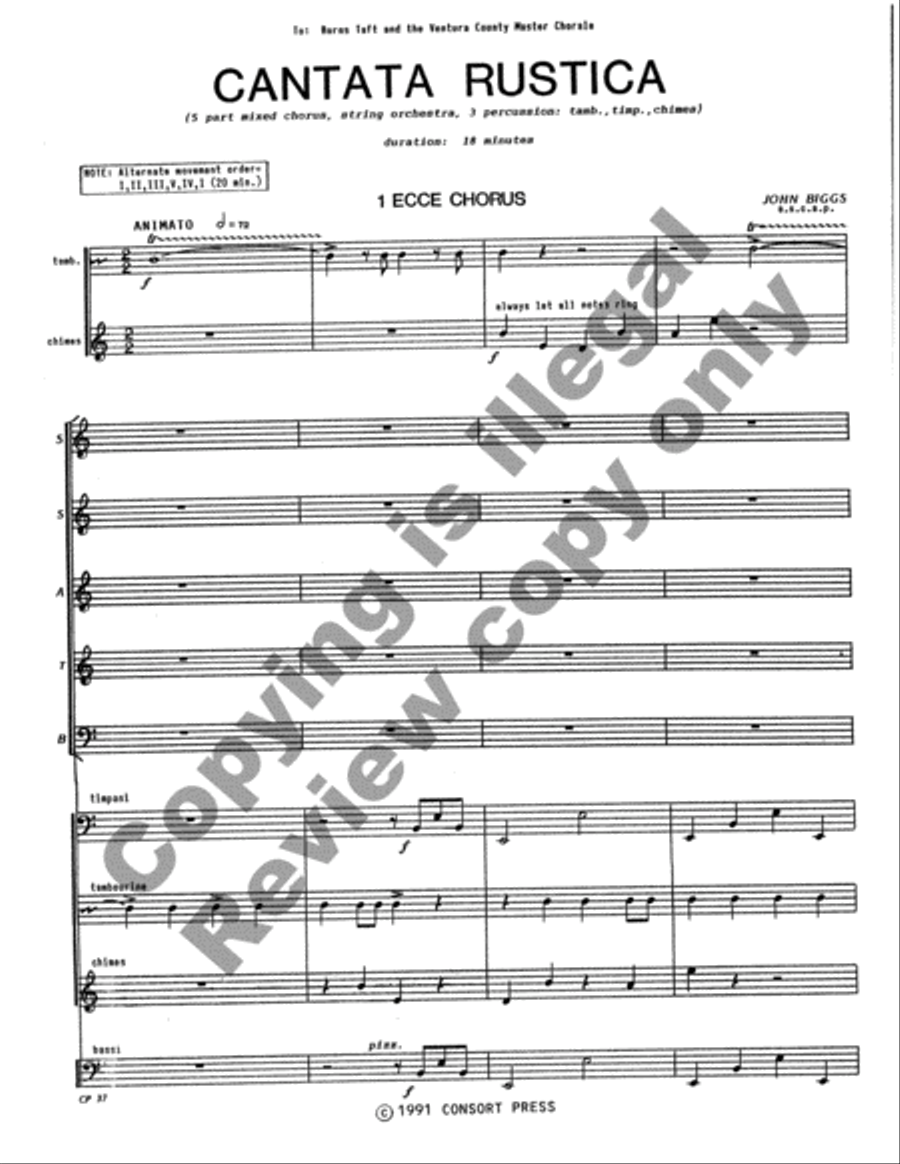 Cantata Rustica (Full/Choral Score) Choir scores gallery preview page 2