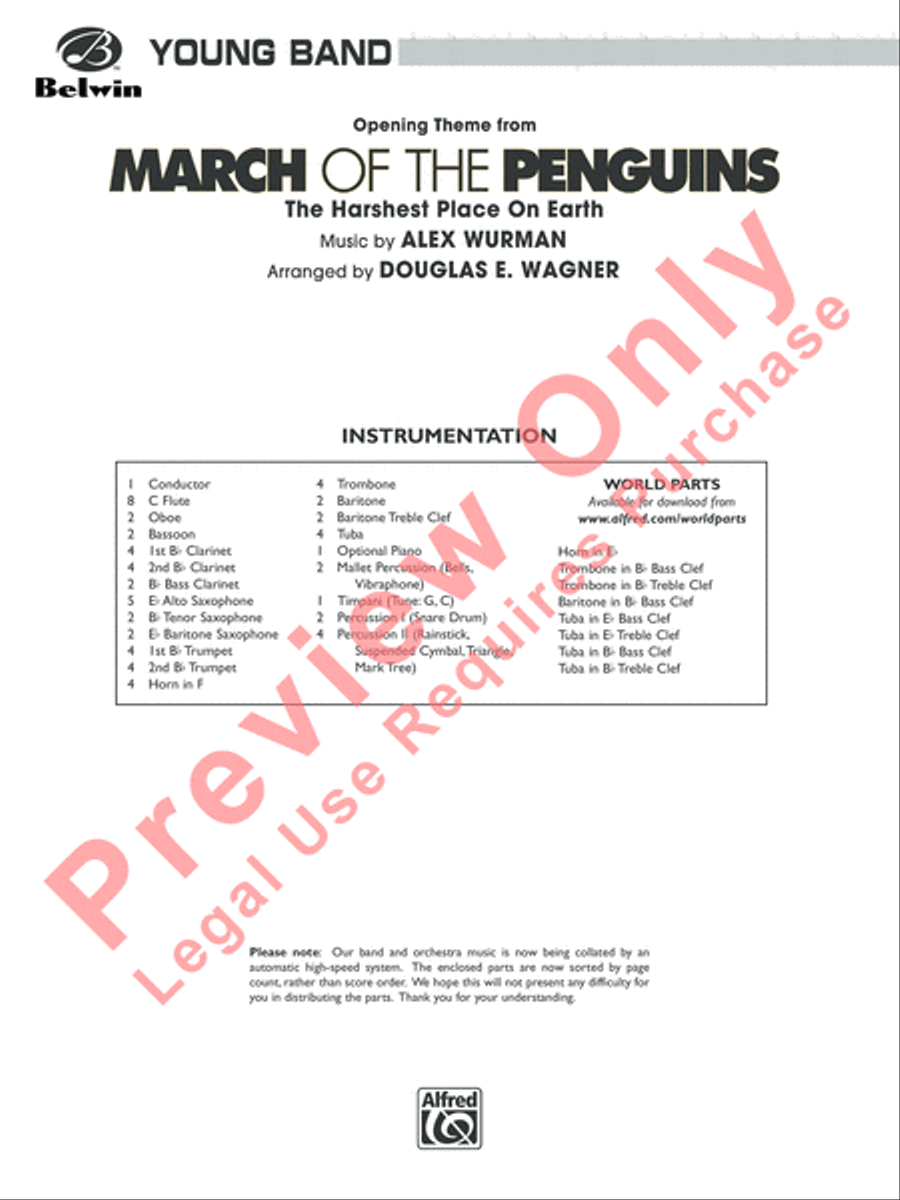 March of the Penguins, Opening Theme from The Harshest Place on Earth Concert Band scores gallery preview page 2