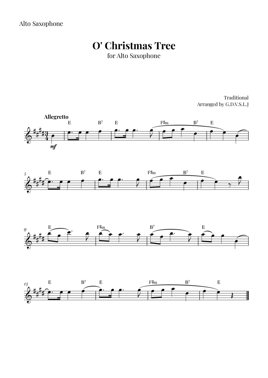 O' Christmas Tree Alto Saxophone scores gallery preview page 1