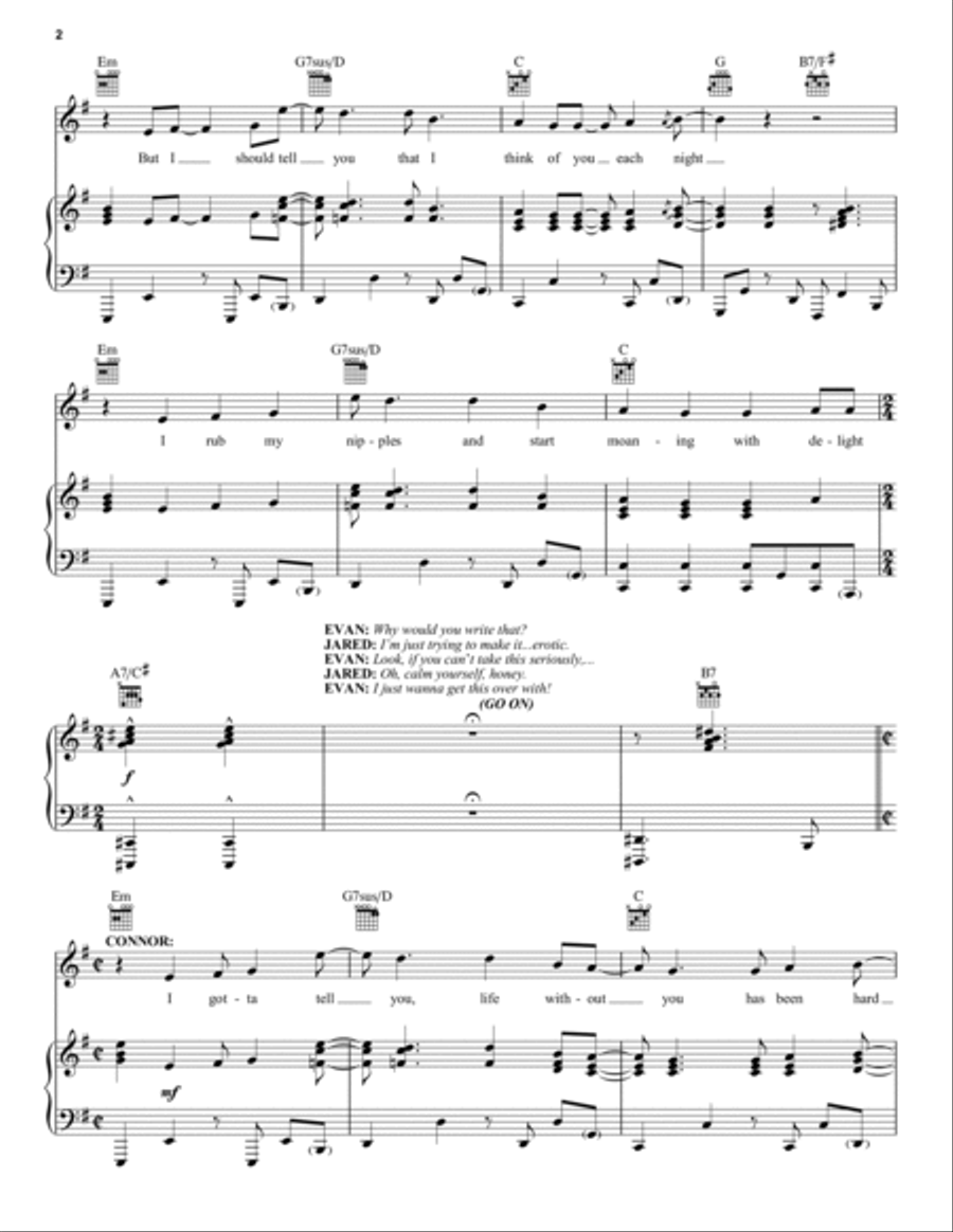 Sincerely, Me (from Dear Evan Hansen) Piano, Vocal, Guitar scores gallery preview page 2