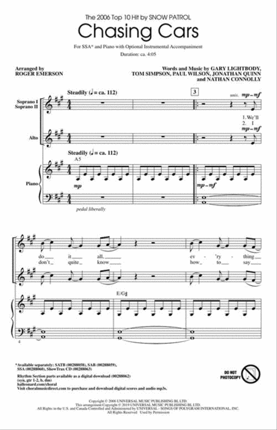 Chasing Cars SSA scores gallery preview page 3