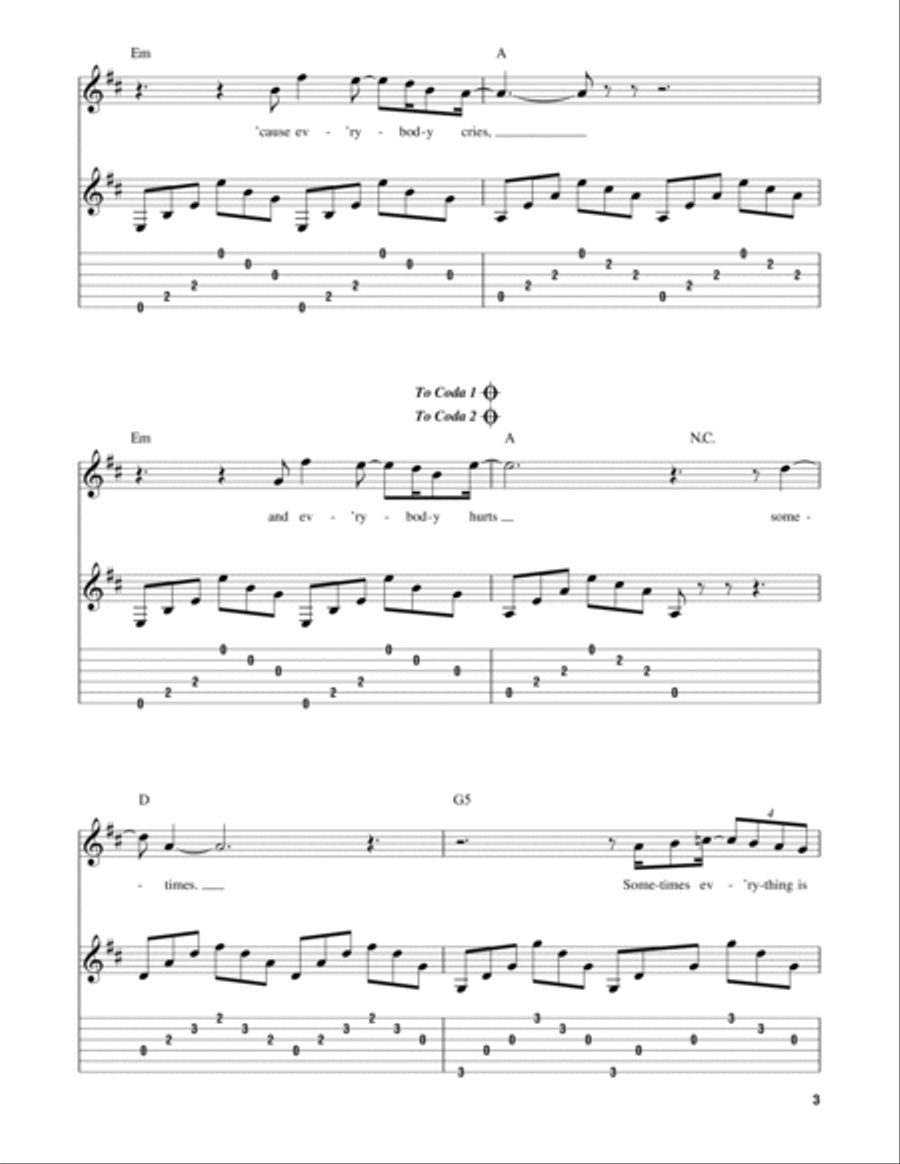 Everybody Hurts Everybody Hurts Acoustic Guitar scores gallery preview page 3