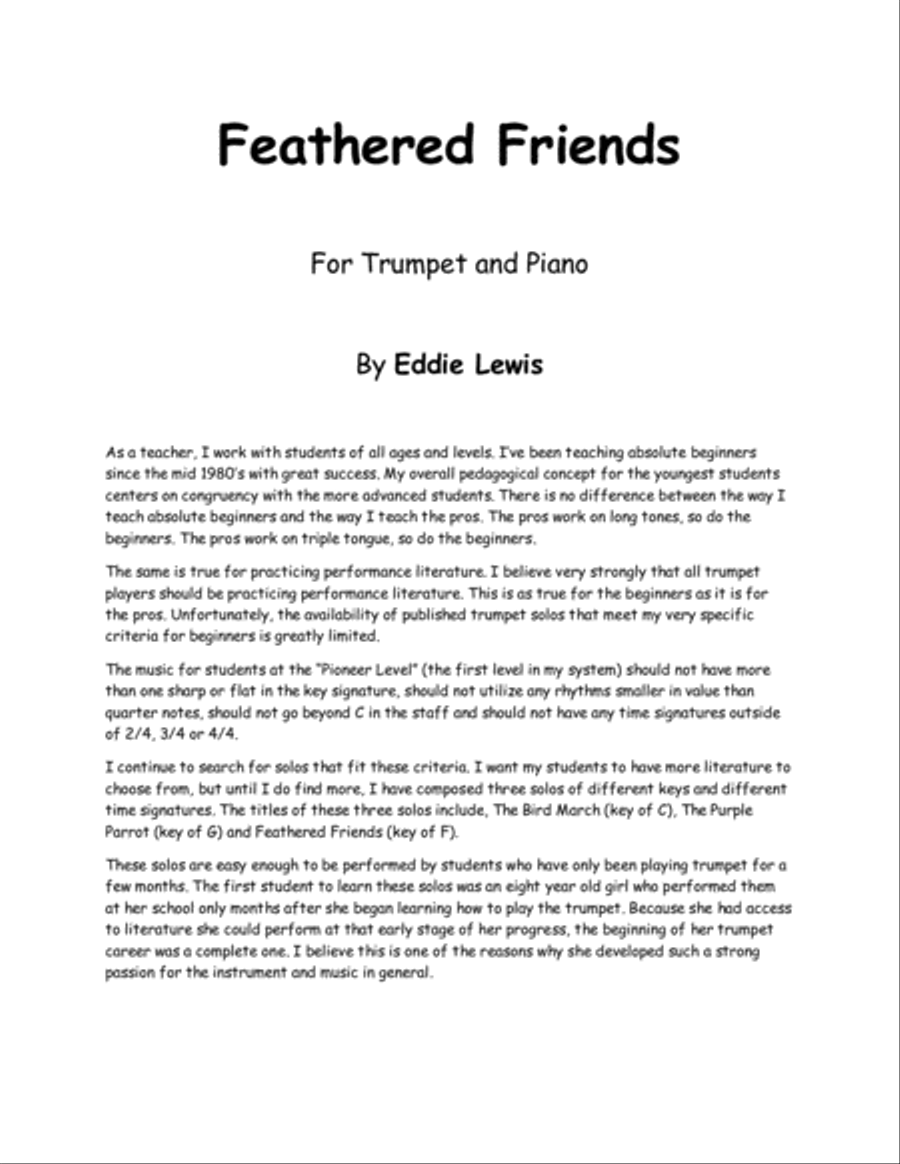 Feathered Friends Beginner Trumpet Solo by Eddie Lewis Trumpet Duet scores gallery preview page 2