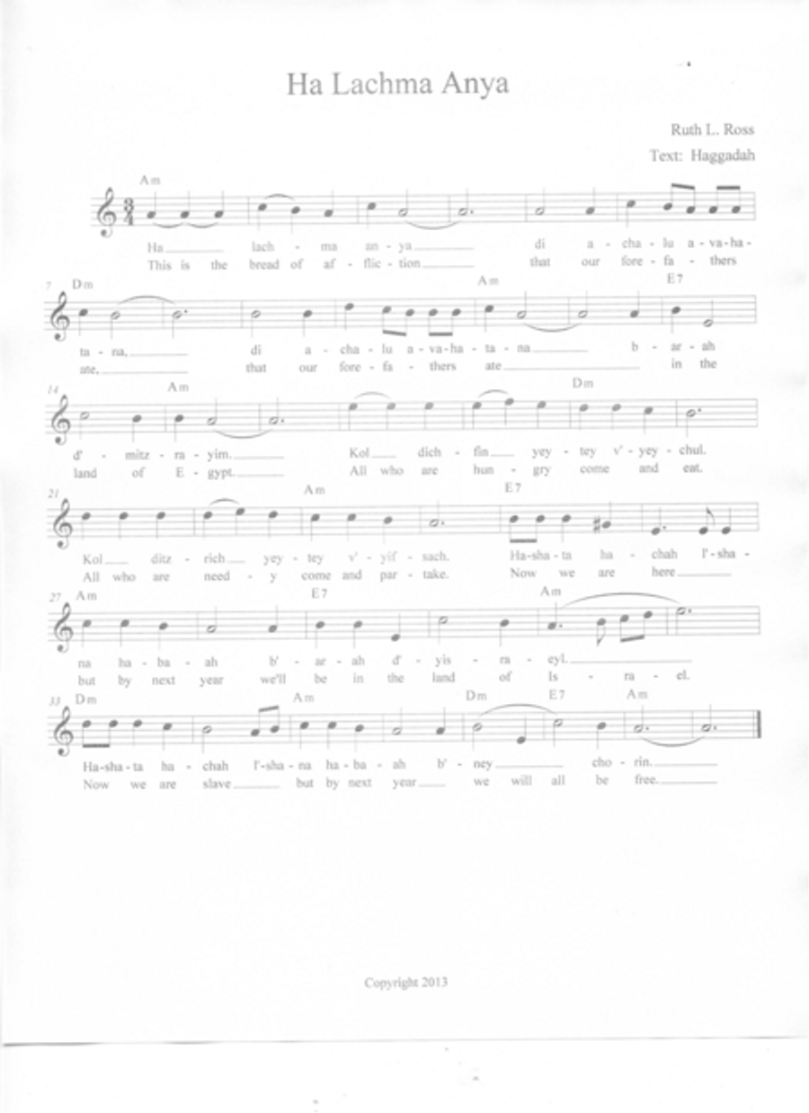 Ha Lachma Anya Ha Lachma Anya Acoustic Guitar scores gallery preview page 1