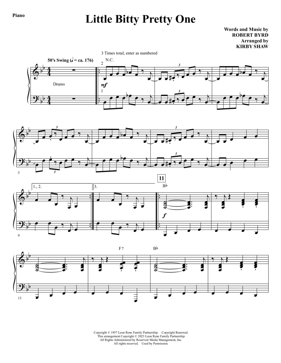 Little Bitty Pretty One (arr. Kirby Shaw) - Piano