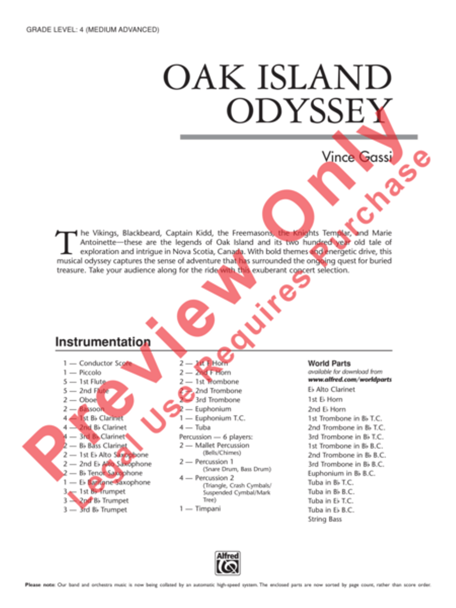 Oak Island Odyssey Concert Band scores gallery preview page 2