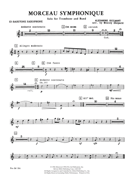Morceau Symphonique (Trombone Solo and Band): E-flat Baritone Saxophone