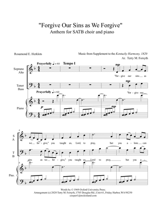 "Forgive Our Sins as We Forgive" SATB, piano